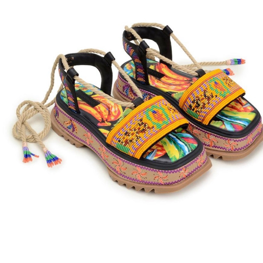 Farm Rio Beaded Banana Flatform Sandal